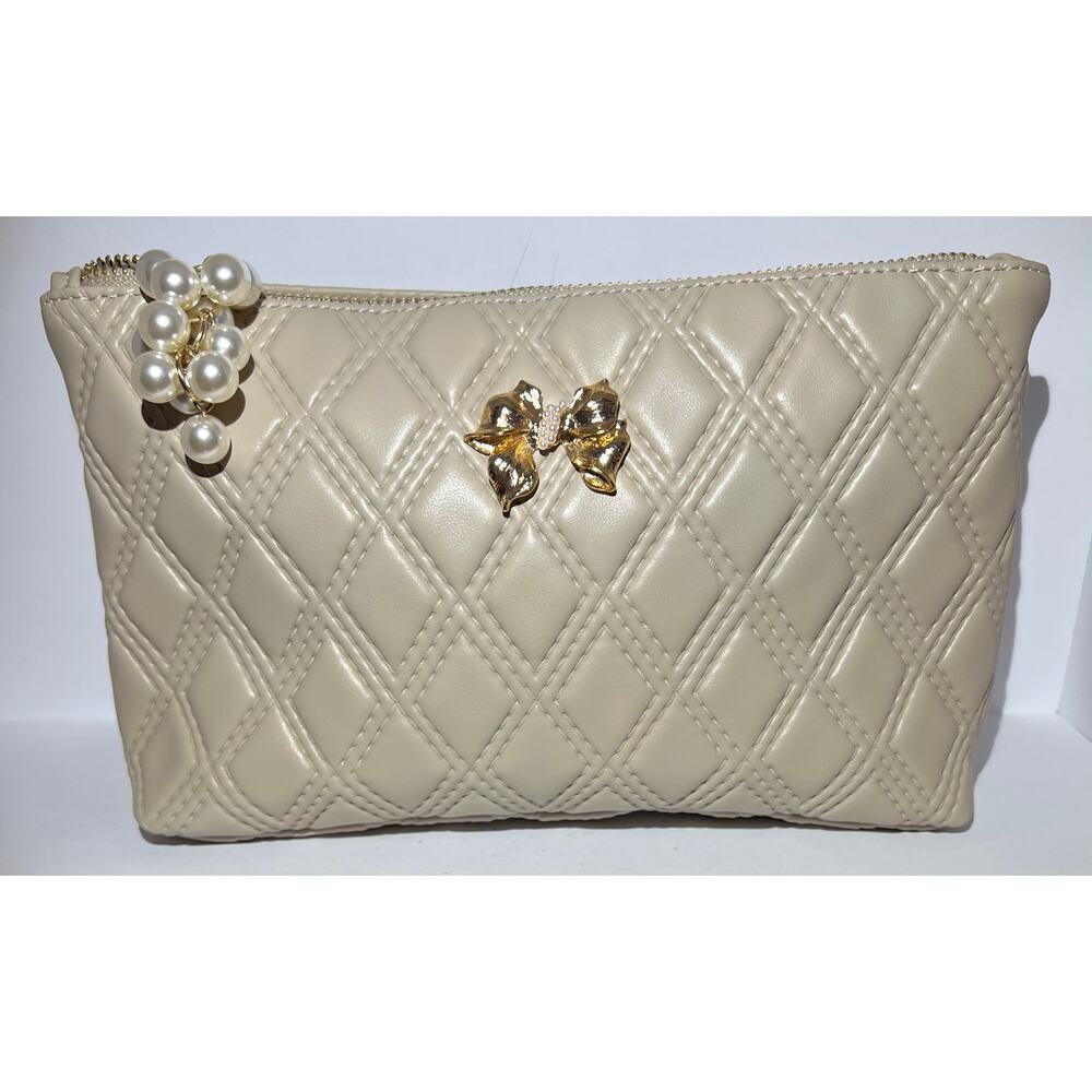 Vince Camuto Bone and Pearl Cosmetic/Travel Bag